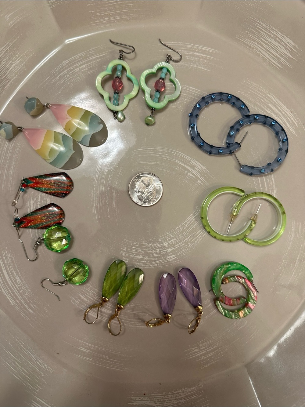 Mixed Colorful Resin Earring Lot - Pastel, Green, Blue, Purple